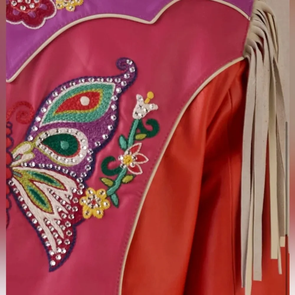 Double D. Ranch leather butterfly jacket Fringe Embroidery rhinestones RTL $1295 - Picture 12 of 12
